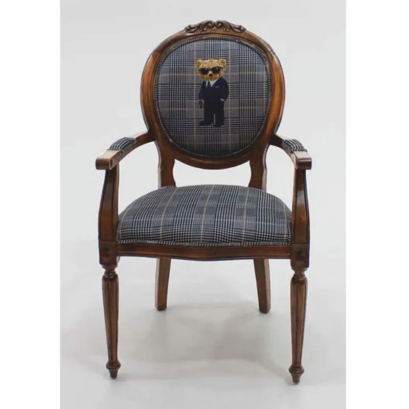 Markenprodukt Casa Padrino silla de comedor barroco de lujo con reposabrazos espía osito azul / marrón