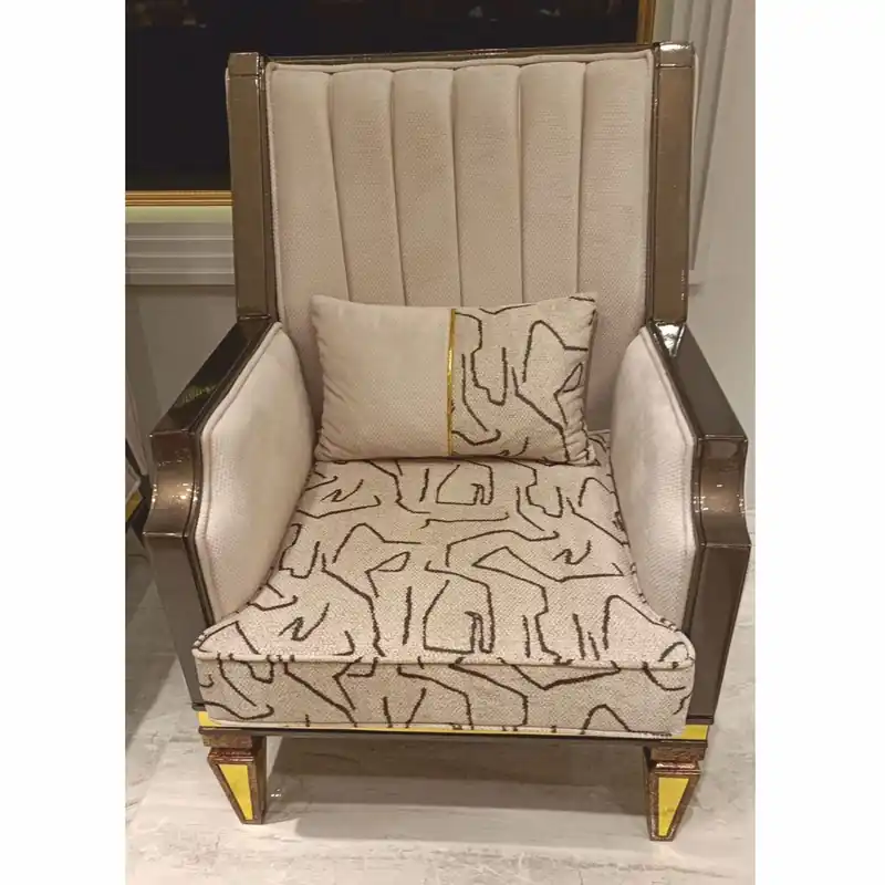 Casa Padrino sillón Art Deco de lujo gris / marrón / oro A. 109 cm - Muebles de salón Online Kaufen