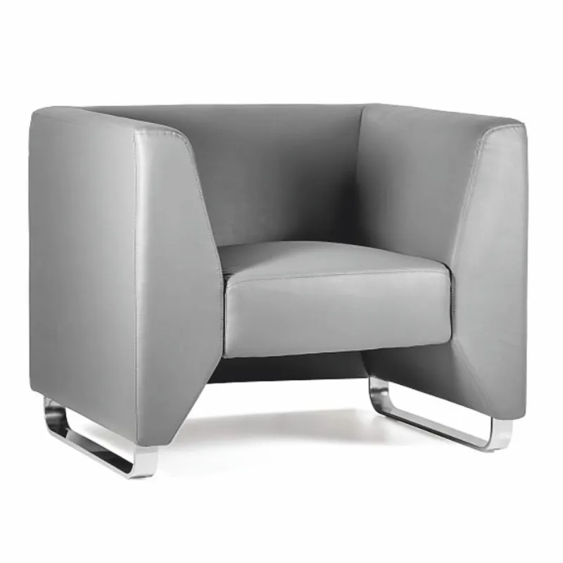 Schnäppchen Casa Padrino sillón de lujo de cuero artificial gris / plata 91,5 cm - Interior de lujo