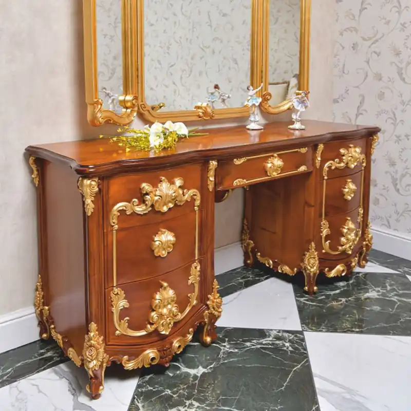 Casa Padrino tocador barroco de lujo marrón / oro 170 cm - Hecho en Italia Echt