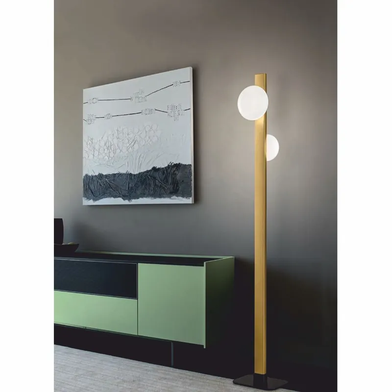 Saisonangebot Casa Padrino lámpara de pie LED de lujo latón / negro / blanco A. 180 cm - Hecho en Italia