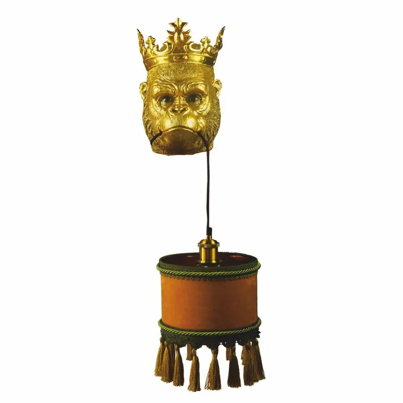 Direktkauf Casa Padrino lámpara de pared de lujo cabeza de mono con corona oro / marrón / verde A. 54 cm