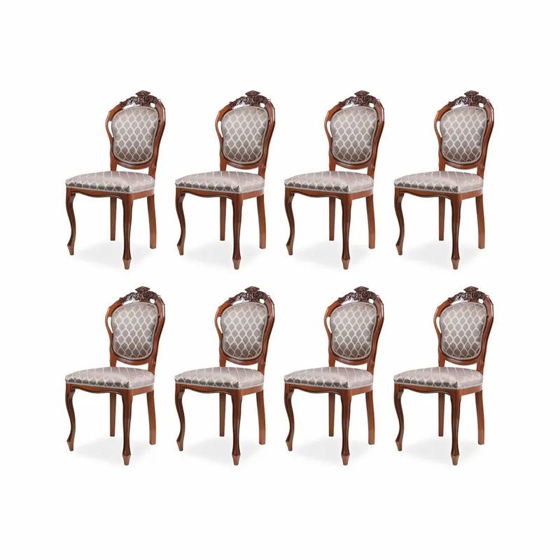 Solange Der Vorrat Reicht Casa Padrino conjunto de 8 sillas de comedor barrocos de lujo con patrón gris / marrón A. 102 cm