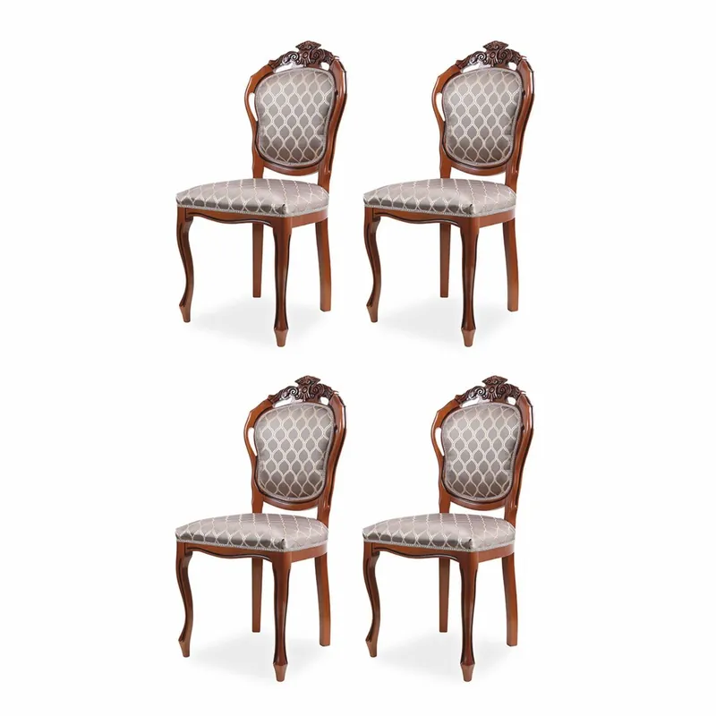 Casa Padrino conjunto de 4 sillas de comedor barrocos de lujo con patrón gris / marrón A. 102 cm Sonderaktion