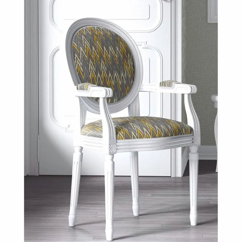 Casa Padrino silla de comedor barroco de lujo con reposabrazos gris / amarillo / blanco Direktkauf