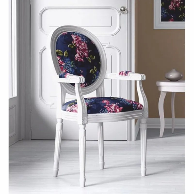 Top-Seller Casa Padrino silla de comedor barroco de lujo con reposabrazos púrpura / blanco - Muebles barrocos