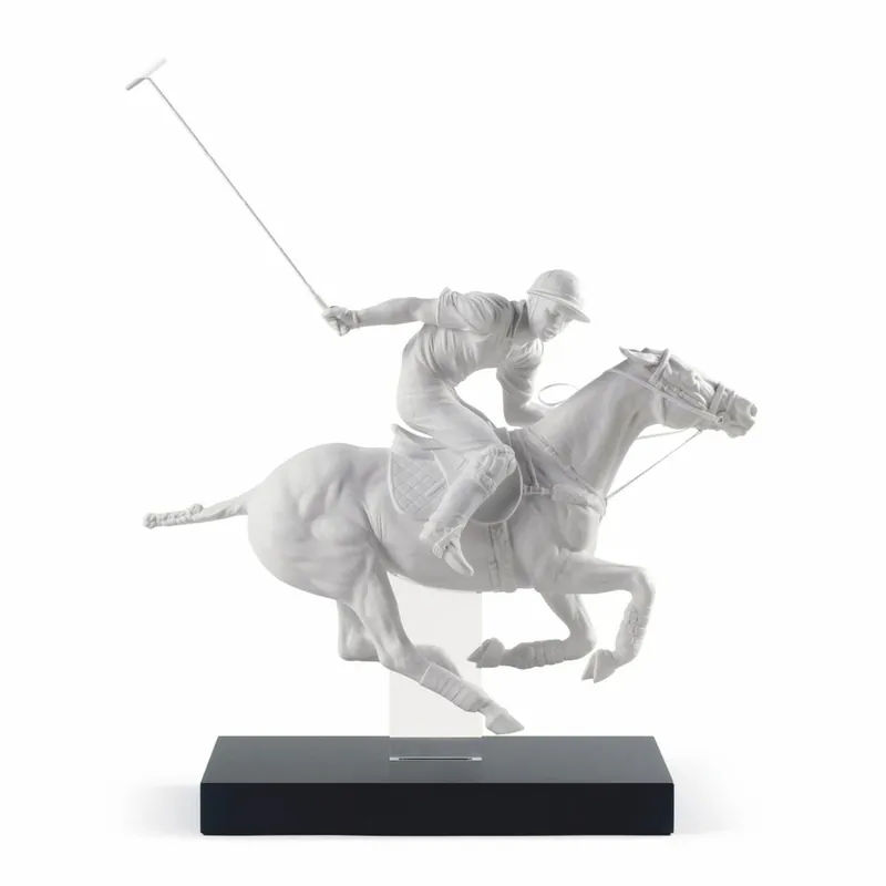 Rabatt Casa Padrino figura decorativa de porcelana de lujo jugador de polo blanco mate / negro 50 x 20 x A. 61 cm