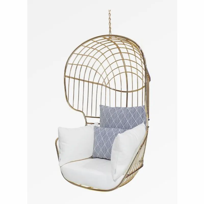 Super-Preis Casa Padrino silla colgante de lujo oro / blanco / azul A. 120 cm - Muebles de interior y exterior