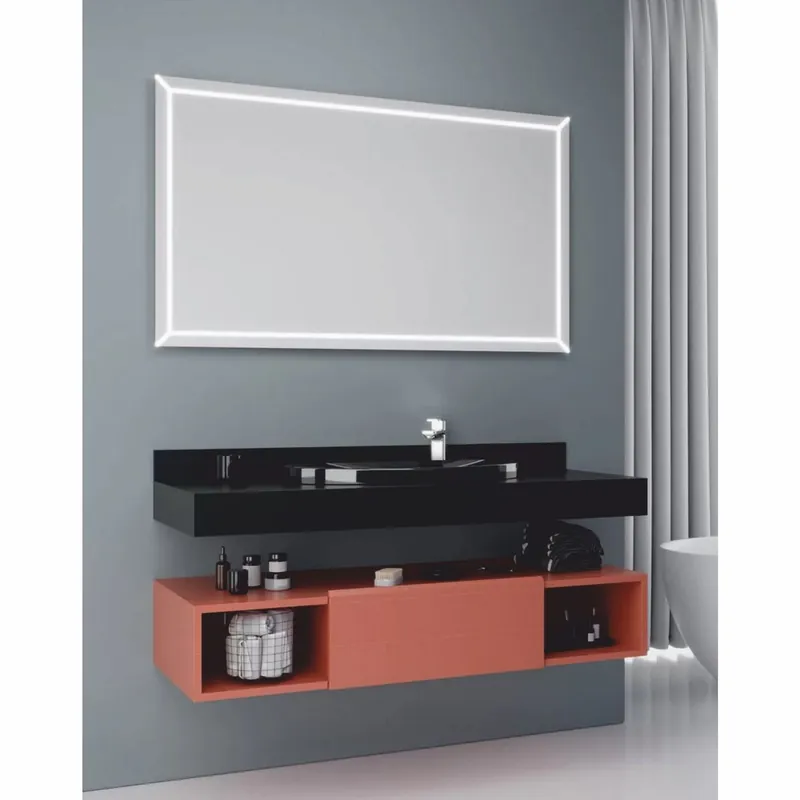 Casa Padrino Conjunto de Baño de Lujo Negro Mate / Rosa Mate 120 cm - Muebles de Baño Nur Heute