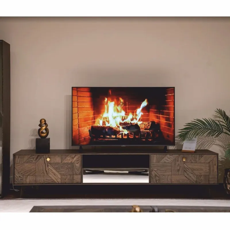 Casa Padrino gabinete de TV de lujo con 3 cajones marrón / latón 230 cm - Muebles de salón y hotel Preisknaller