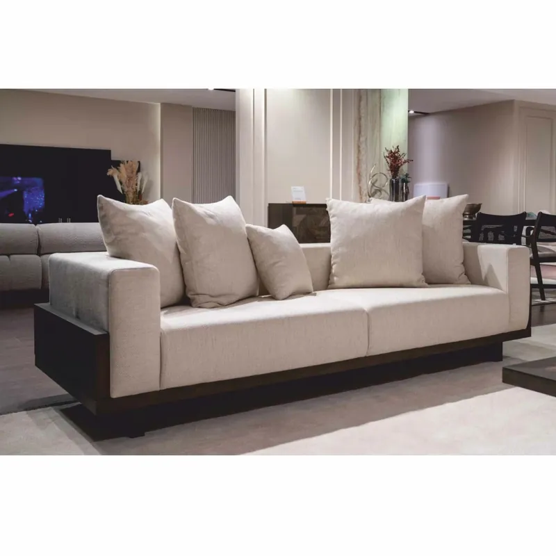 Top-Seller Casa Padrino sofá de lujo crema / marrón oscuro 240 cm - Muebles de salón y hotel