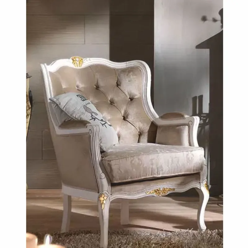 Casa Padrino sillón barroco de lujo en terciopelo marrón / blanco / oro - Muebles barrocos - Hecho en Italia Highlight