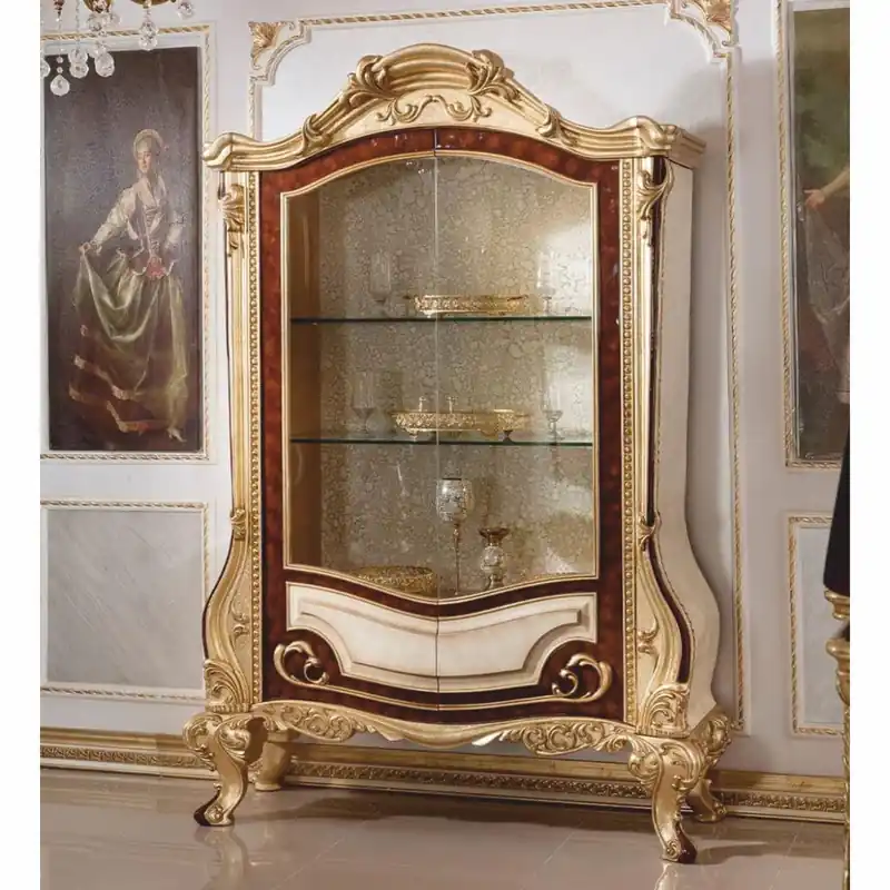 Casa Padrino vitrina barroco de lujo blanco / marrón / oro A. 220 cm - Muebles barrocos Top-Preis