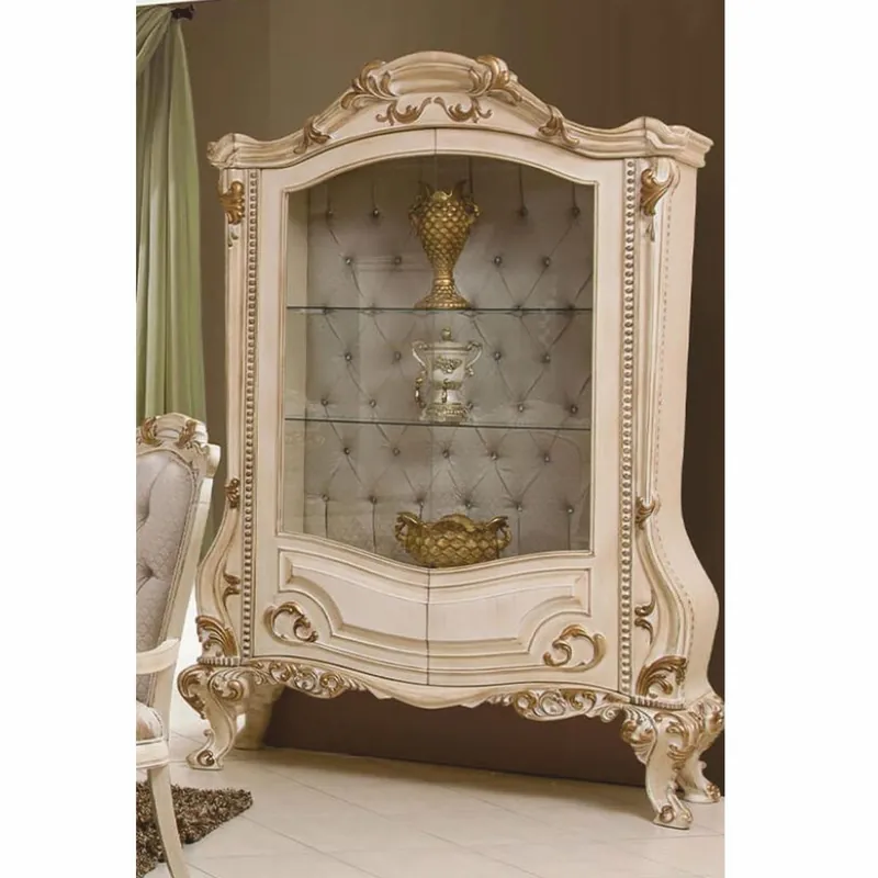 Zertifiziert Casa Padrino vitrina barroco de lujo crema / oro / gris A. 220 cm - Muebles barrocos