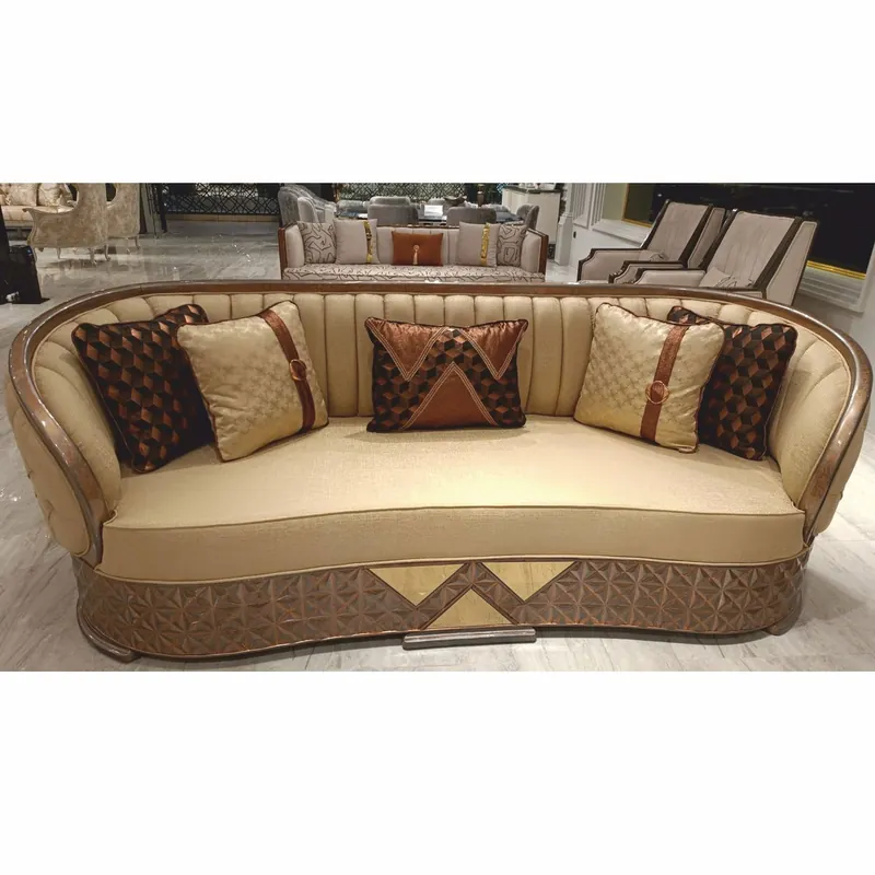 Mega-Angebot Casa Padrino Sofá Art Deco de Lujo Oro / Cobre / Gris 240 cm - Muebles de Salón