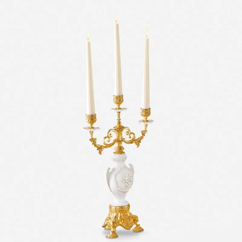 Casa Padrino portavela barroco de lujo oro / blanco A. 40 cm - Hecho en Italia Neu