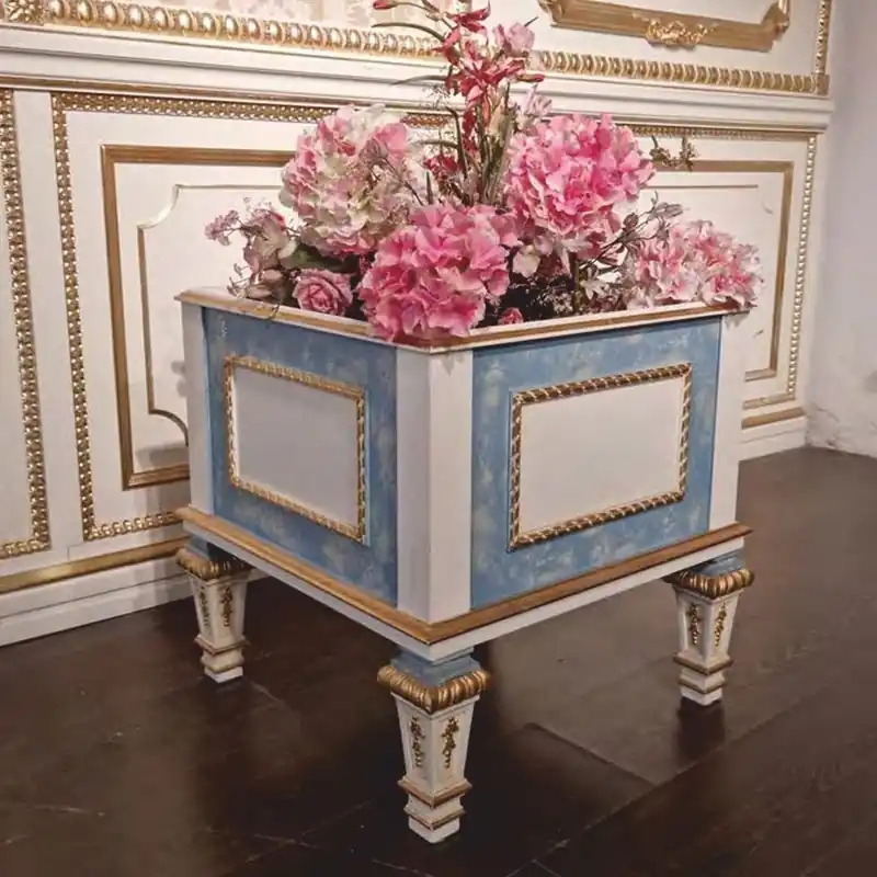 Casa Padrino maceta barroco de lujo azul claro / blanco / oro A. 54 cm - Hecho en Italia Sonderaktion