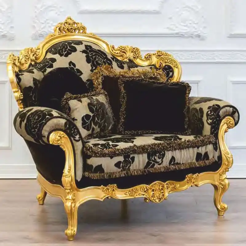 Casa Padrino sillón de salón barroco de lujo gris / negro / oro 128 cm - Hecho en Italia Preiswert