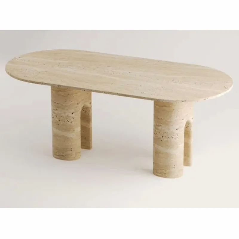 Sichere Zahlung Casa Padrino mesa de comedor de lujo beige 190 cm - Mesa de comedor ovalada de travertino