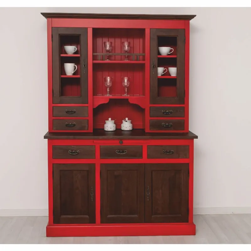 Top-Preis Casa Padrino armario de comedor de estilo campestre rojo / marrón oscuro 138 x 50 x A. 197 cm - Muebles de comedor