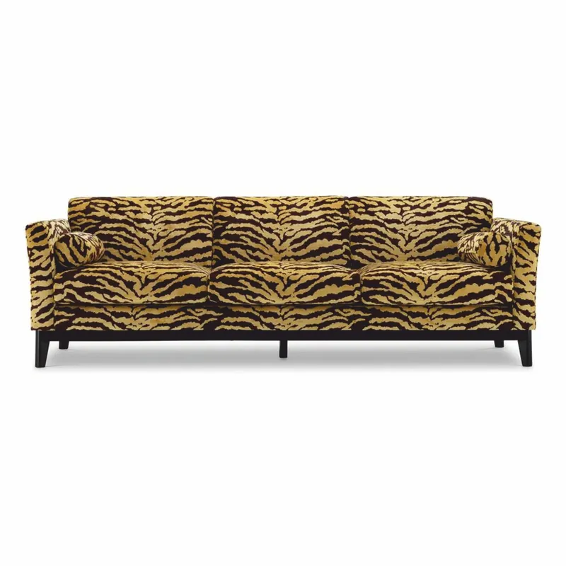 Neu Im Sortiment Casa Padrino sofá de lujo con patrón de tigre amarillo / marrón / negro 239 cm - Muebles de salón y hotel