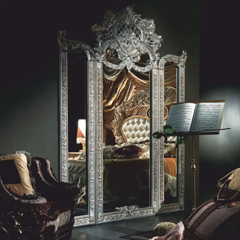 Markenware Casa Padrino espejo de pie barroco de lujo plata 230 x A. 260 cm - Hecho en Italia
