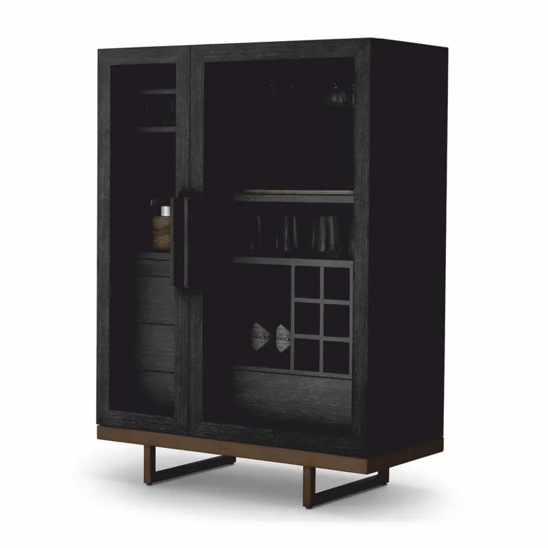 Casa Padrino armario bar de lujo negro-gris / bronce A. 150 cm - Muebles de bar Versand Am Gleichen Tag