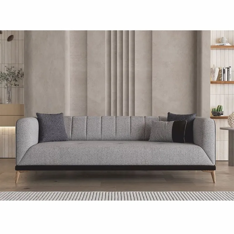 Casa Padrino sofá cama de lujo con respaldo regulable gris / negro / natural 229 cm Preisknaller