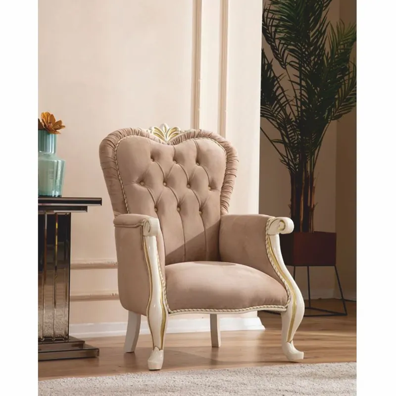 Jetzt Bestellen Casa Padrino sillón de salón barroco de lujo marrón claro / blanco / oro - Muebles estilo barroco