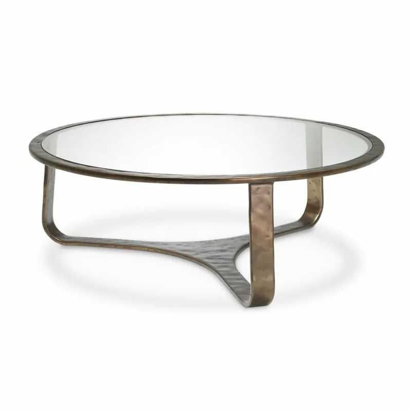 Solange Der Vorrat Reicht Casa Padrino mesa de centro de lujo de aluminio con tapa de vidrio bronce Ø 102 cm - Muebles de salón