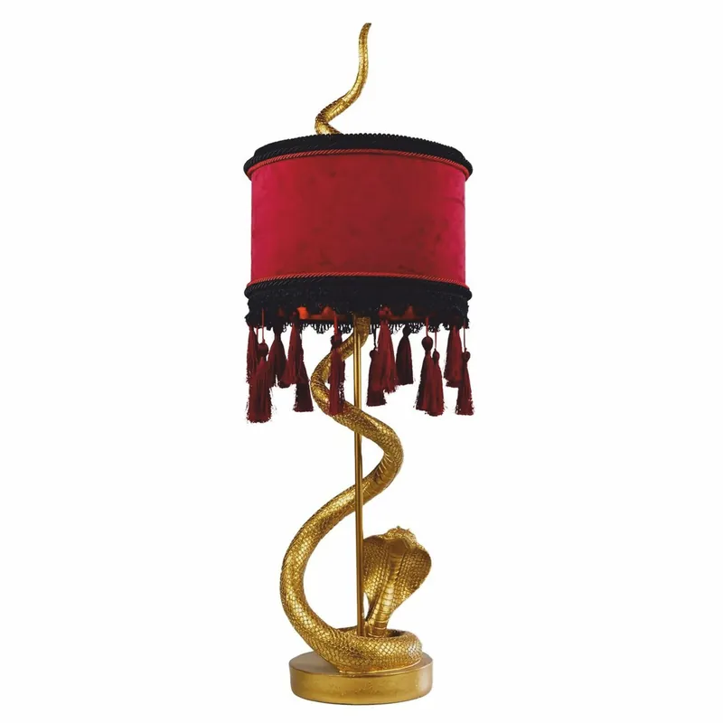 Casa Padrino lámpara de mesa de lujo serpiente oro / rojo burdeos / negro A. 80 cm - Luces de lujo Billig