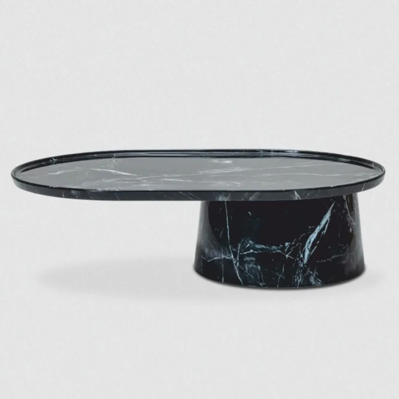 Begrenztes Angebot Casa Padrino mesa de centro de lujo con tablero ovalado de mármol negro 120 cm