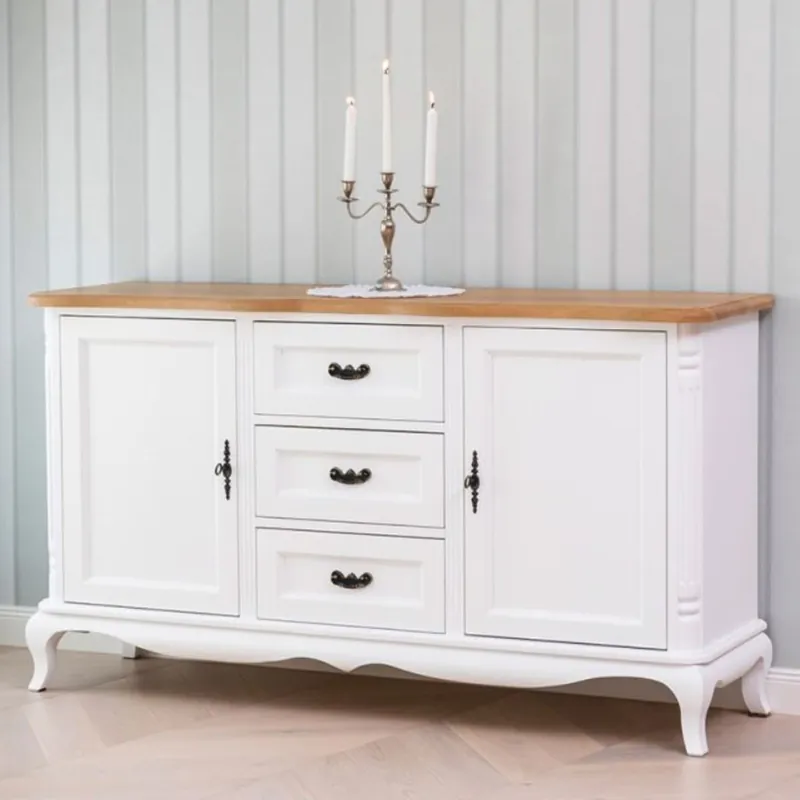 Sonderaktion Casa Padrino aparador de estilo campestre blanco / natural 158 cm - Muebles de estilo campestre