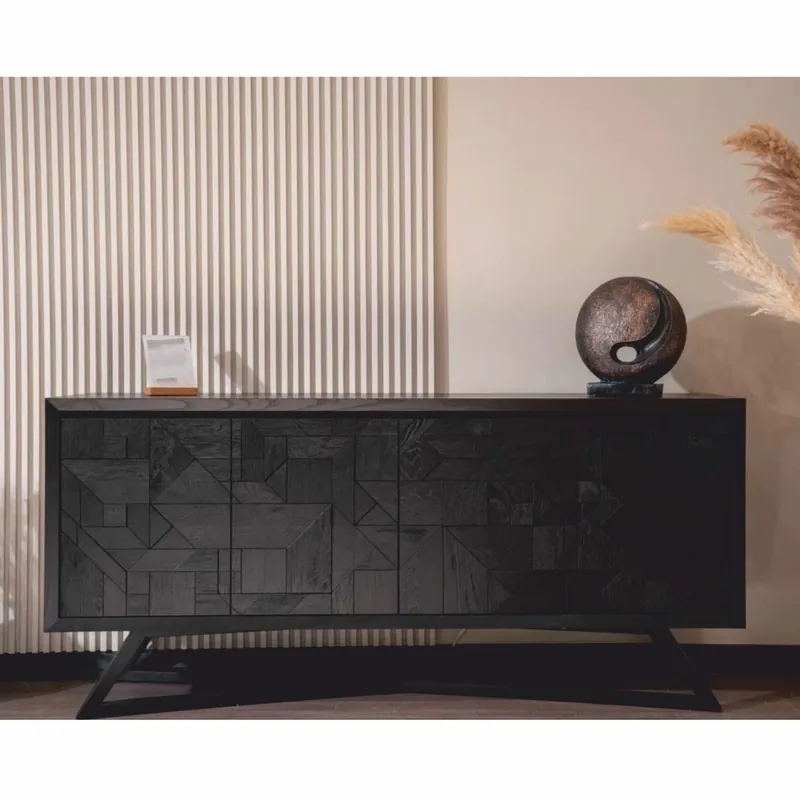 Neu Im Sortiment Casa Padrino aparador de lujo con 4 puertas negro 205 cm - Muebles de lujo