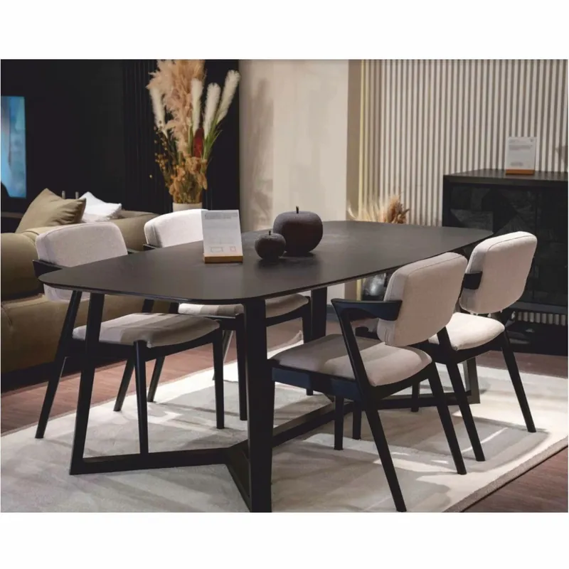 Jetzt Bestellen Casa Padrino conjunto de comedor de lujo negro / blanco - 1 Mesa de comedor y 6 sillas de comedor con reposabrazos