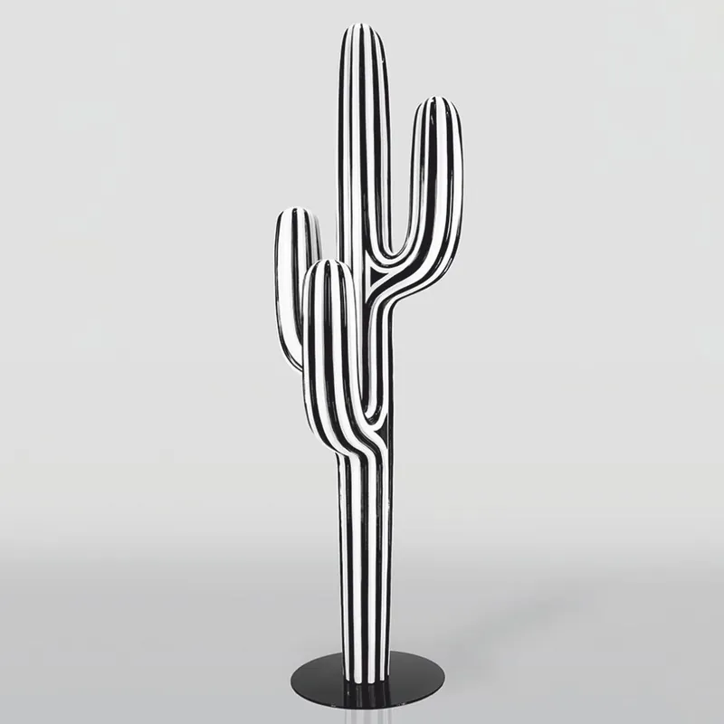 Markenware Casa Padrino cactus decorativo XXL blanco / negro A. 195 cm - Decoración de jardín