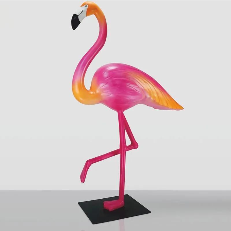 Rabatt Casa Padrino escultura decorativa XXL flamenco rosa / naranja / negro A. 210 cm - Figura de jardín
