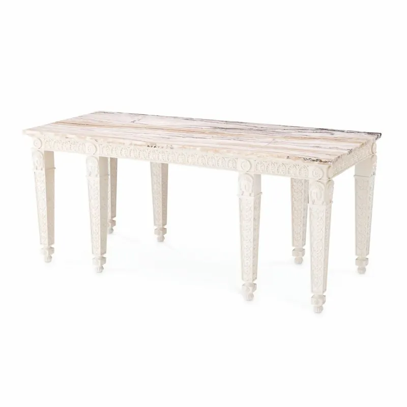Top-Preis Casa Padrino consola barroco de lujo de caoba con tablero de mármol blanco antiguo / blanco 214 cm