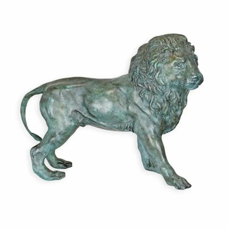 Ausverkauf Casa Padrino escultura decorativa de bronce león lado izquierdo turquesa / gris 34 cm - Decoración de escritorio