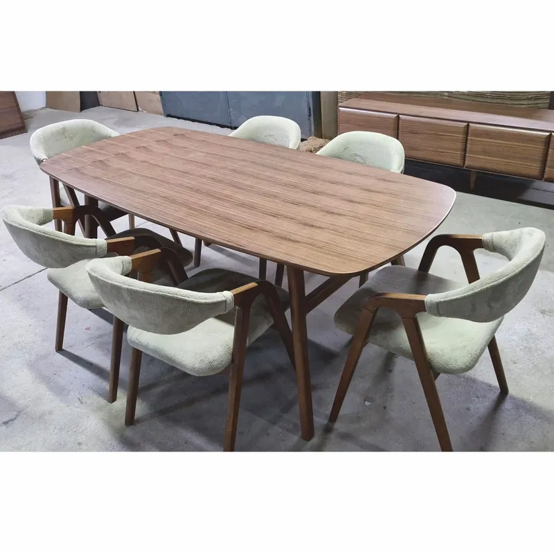 Markenware Casa Padrino conjunto de comedor de lujo marrón / gris - 1 Mesa de comedor y 6 Sillas de comedor con reposabrazos