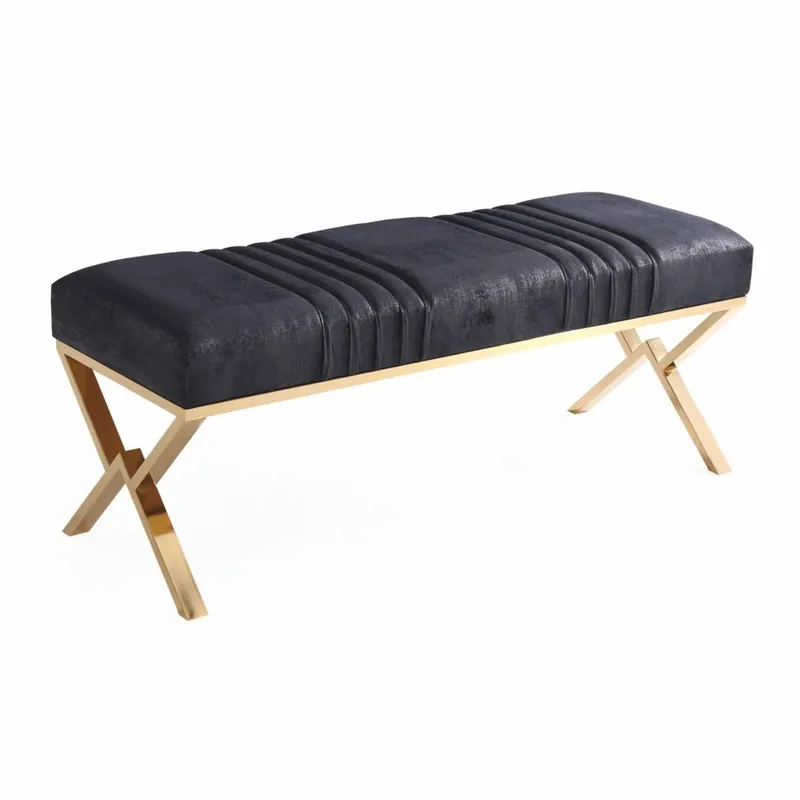 Casa Padrino banco de lujo azul oscuro / oro 120 cm - Muebles de lujo Preisreduziert