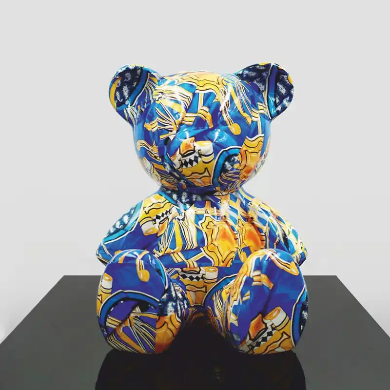 Casa Padrino figura decorativa de lujo osito de peluche azul / amarillo A. 35 cm - Figuras decorativas Sonderaktion