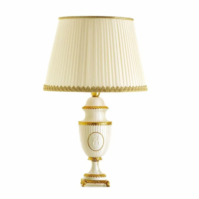 Rabatt Casa Padrino lámpara de mesa barroco de lujo de porcelana blanco / oro / marfil A. 78 cm - Hecho en Italia