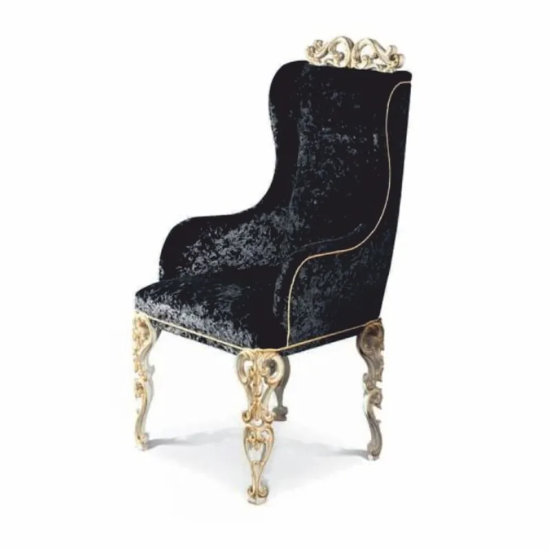 Direkt Vom Hersteller Casa Padrino Silla de Comedor Barroco de Lujo con Reposabrazos Negro / Marfil / Oro - Hecho en Italia