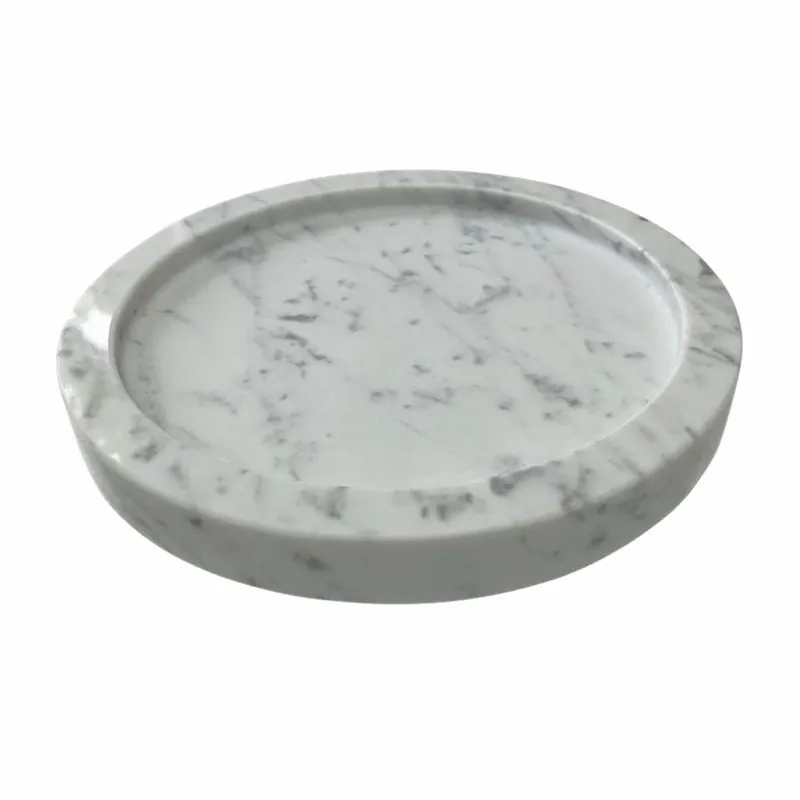 Markenware Casa Padrino bandeja de servicio de mármol de lujo blanco Ø 24,5 cm - Accesorios gastronomia