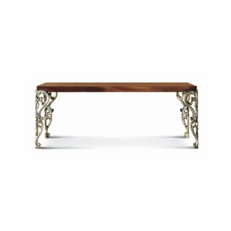 Casa Padrino mesa de comedor barroco de lujo marrón / plata 203 cm - Hecho en Italia Top-Seller
