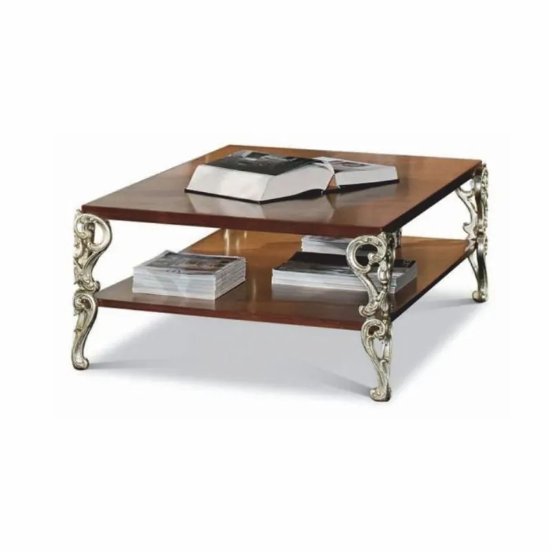 Bestseller Casa Padrino mesa de centro barroco de lujo marrón / plata 123 cm - Hecho en Italia