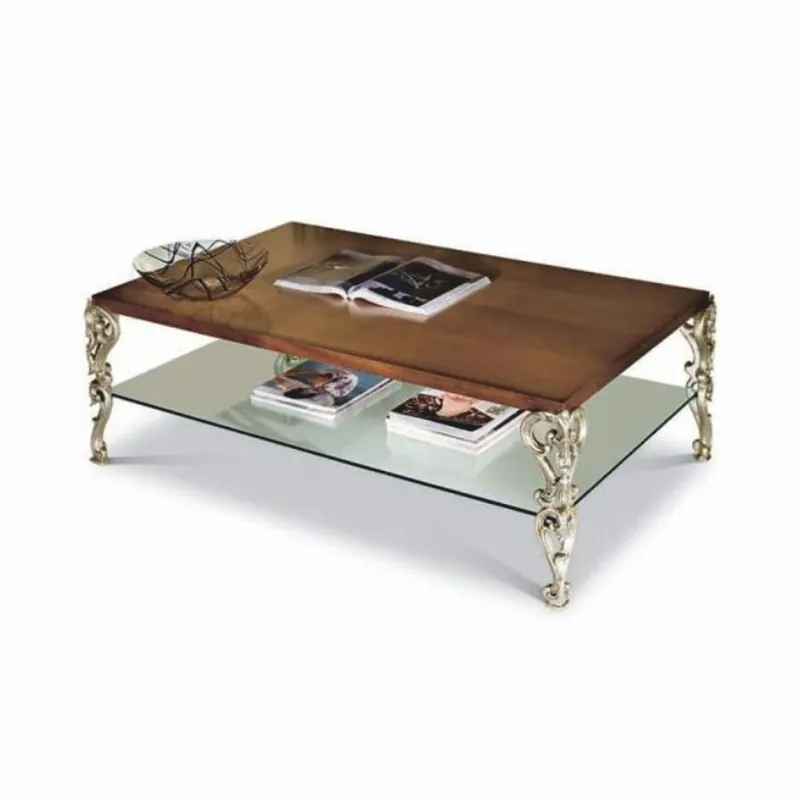 Preis Gesenkt Casa Padrino mesa de centro barroco de lujo marrón / plata 123 cm - Muebles de estilo barroco italiano