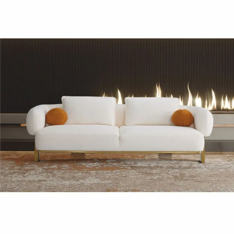 Ausverkauf Casa Padrino sofá de hotel y salón de lujo blanco / oro 250 cm - Muebles de lujo