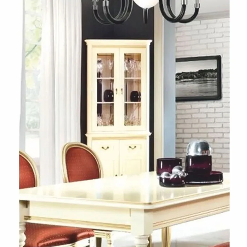 Solange Der Vorrat Reicht Casa Padrino vitrina de esquina barroco de lujo crema / oro A. 206,6 cm - Muebles de comedor barrocos